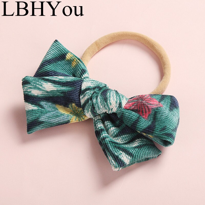 1pc meisjes luipaard corduroy nylon hoofdbanden pasgeboren baby meisjes dunne elastische nylon strikken haarbanden haaraccessoires: 6
