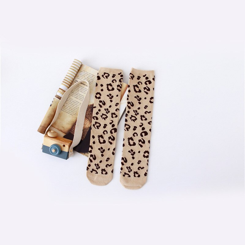 Baby piger efterår vinter knæ høje sokker leopard print stribet blød benvarmer bomuld lange sokker drenge piger sokker 1.3kg#40: Grøn