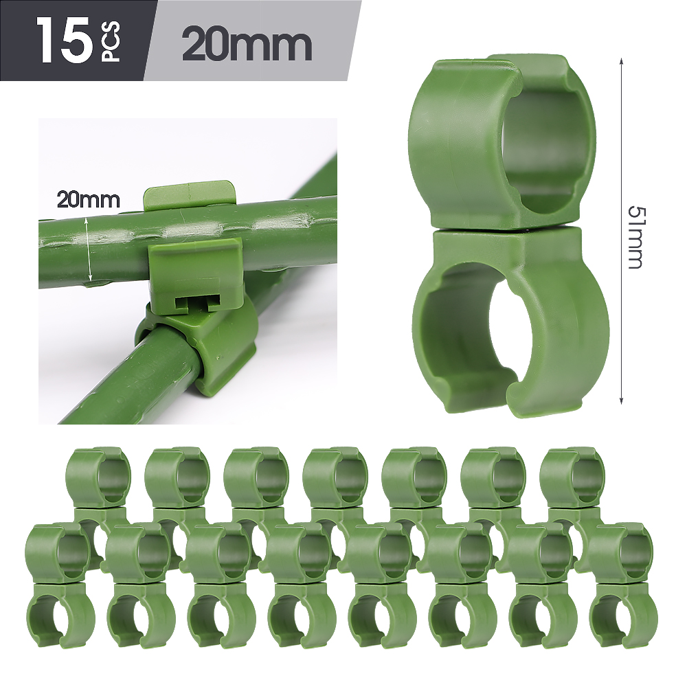 Attache en plastique 8-20mm, 15 pièces, Clip croisé de jardin pour tige de Support de plante, boucle réglable ou fixe, pince de connecteur de piquet de treillis: Orange