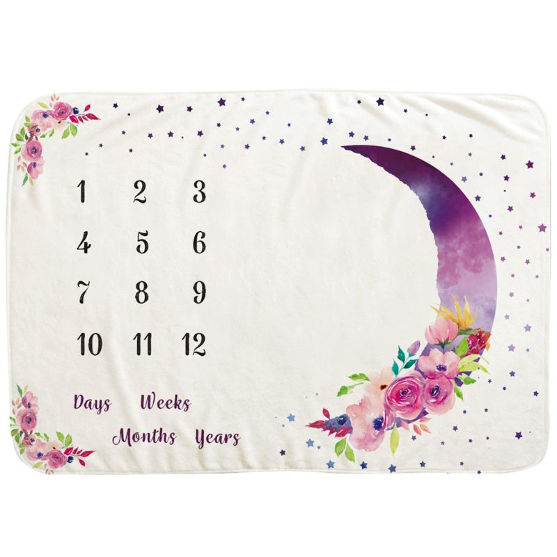 Infant Monthly Record Growth Milestone Blanket Newborn Photography Props Cloth: 4