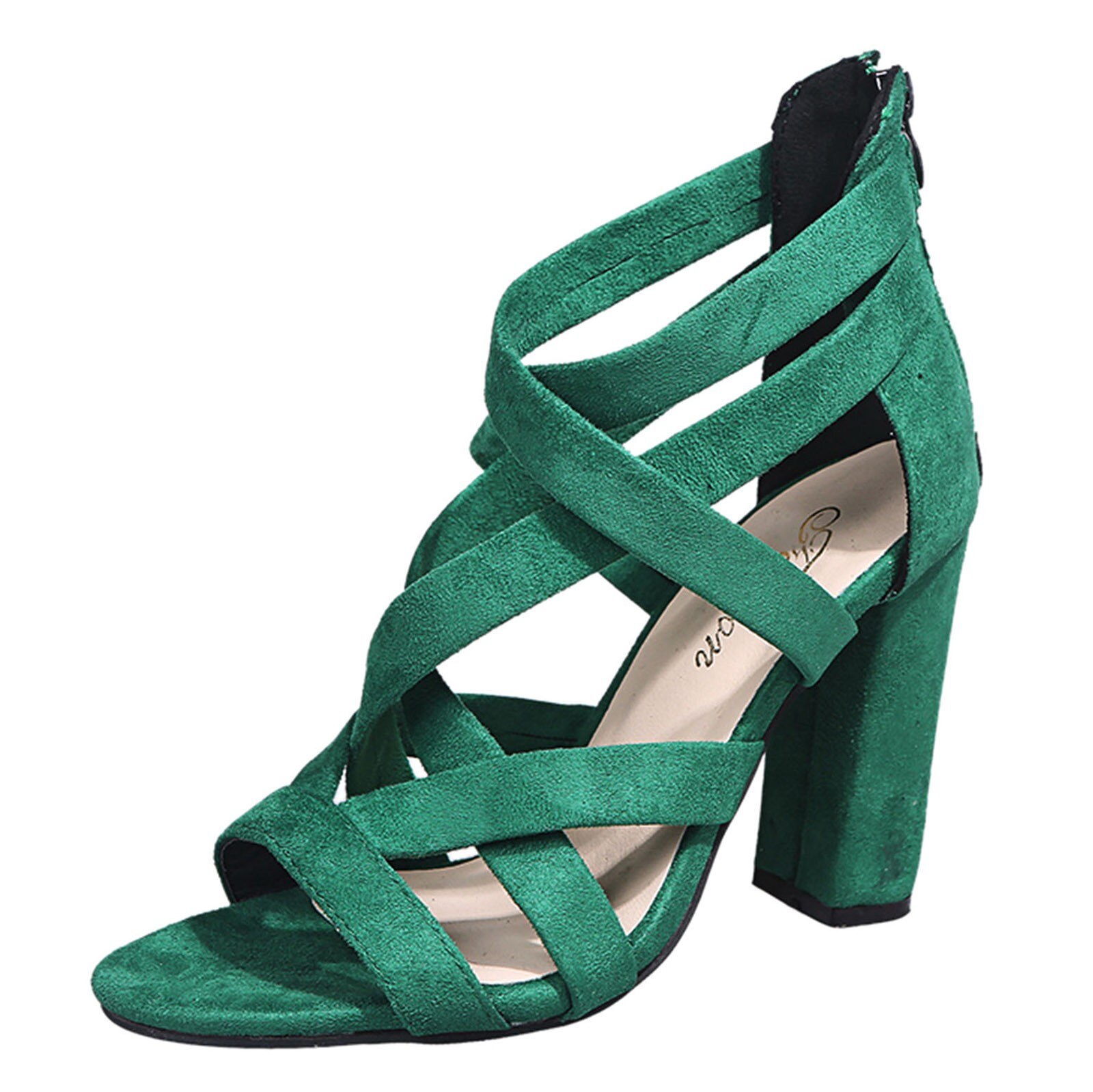 Vrouwen Bandage Rond Sandalen Zomer Dames Casual Hakken Ademende Rits Peep Toe Sandalen Slipper Comfortabele Strand Schoenen: Green / 42
