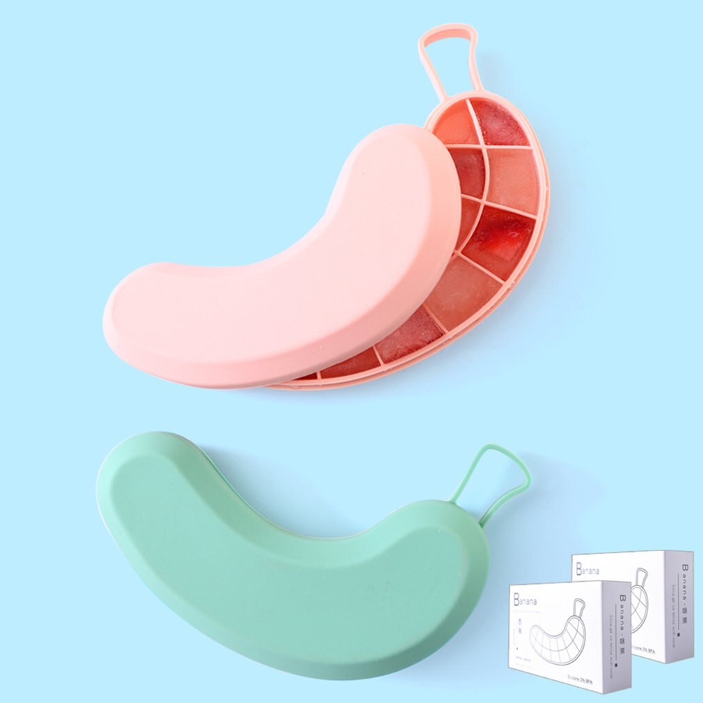Silikone isterning form banan formet med låg is bakke skimmel budding skimmel fest bar koldt værktøj køkken gadget