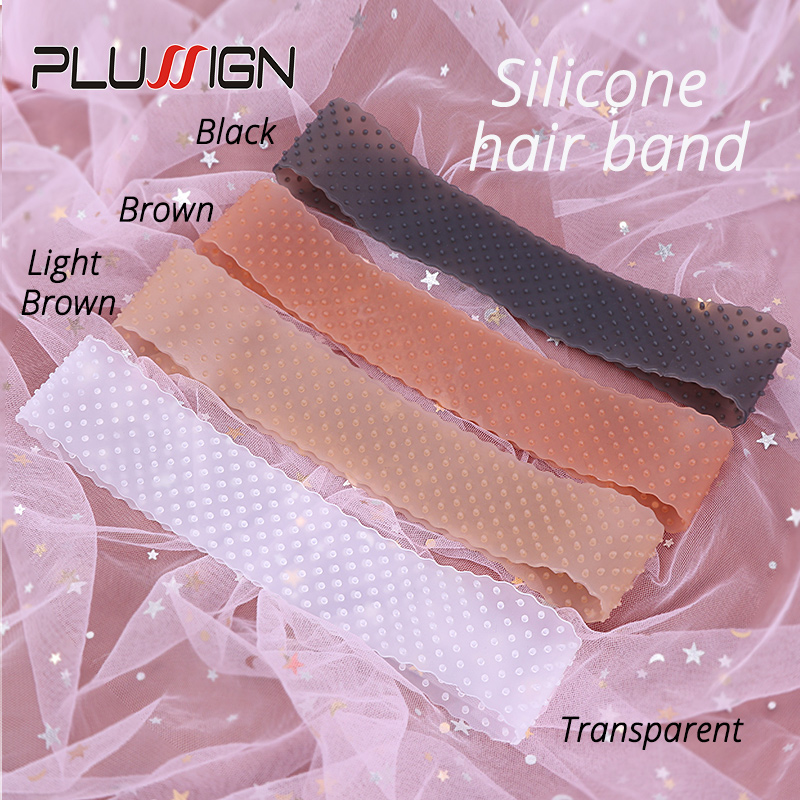 Diadema de silicona antideslizante para peluca, banda de agarre para pelucas de encaje y deporte, suave, Marrón transparente, L, M