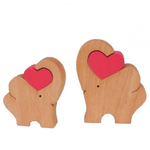 1Pcs Display Mold Houten Olifant Moeder En Kind Beste Moeder In De Wereld Gedrukt Hout Desktop Ornament Voor kids: 4