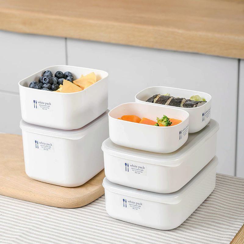 Fiambrera para horno microondas, contenedor de alimentos, caja blanca libre de BAP con tapa esmerilada, material sanitario, contenedor de almacenamiento de alimentos