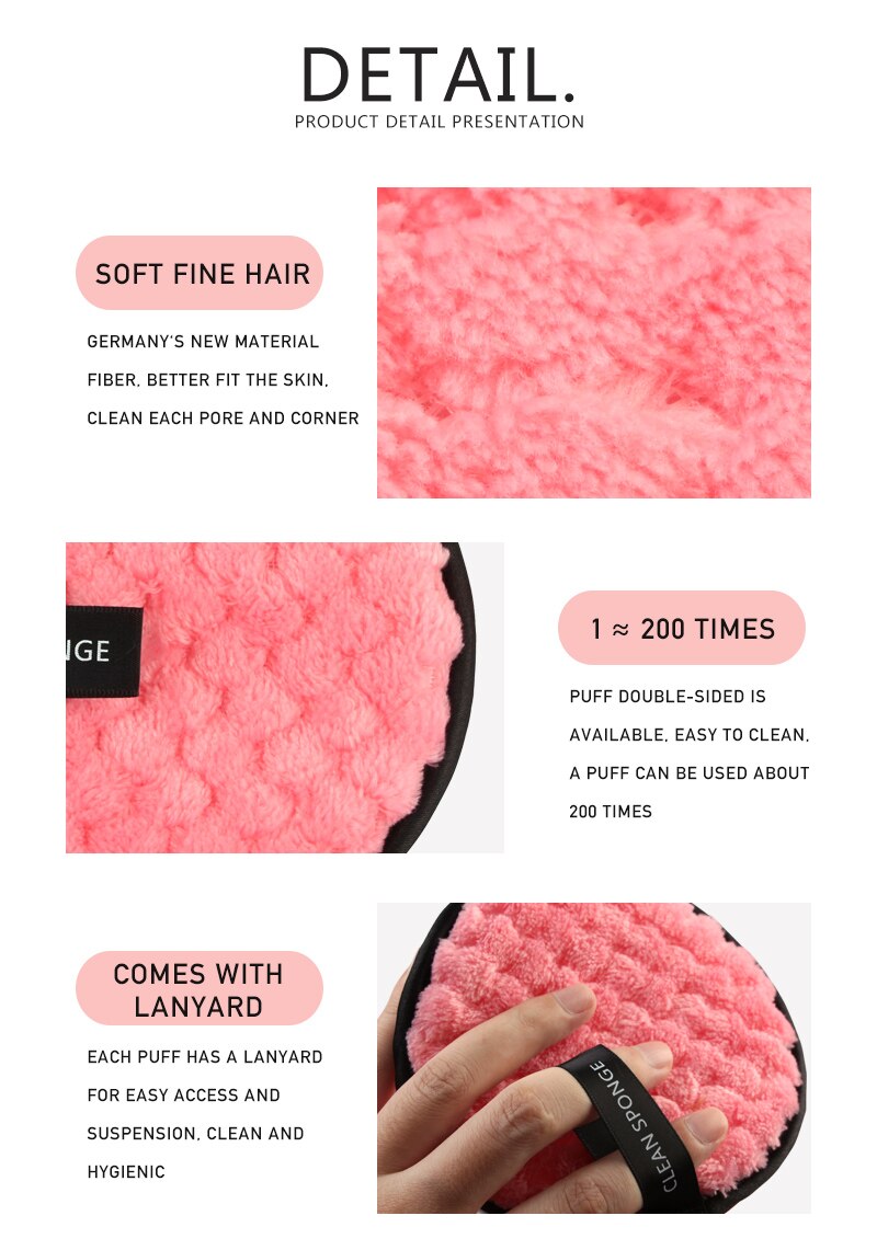 Rund form svamp kosmetisk puff dobbeltsidet flannelette rensemiddel makeup svamp kvinder skønhed hudpleje værktøjer maquiagem