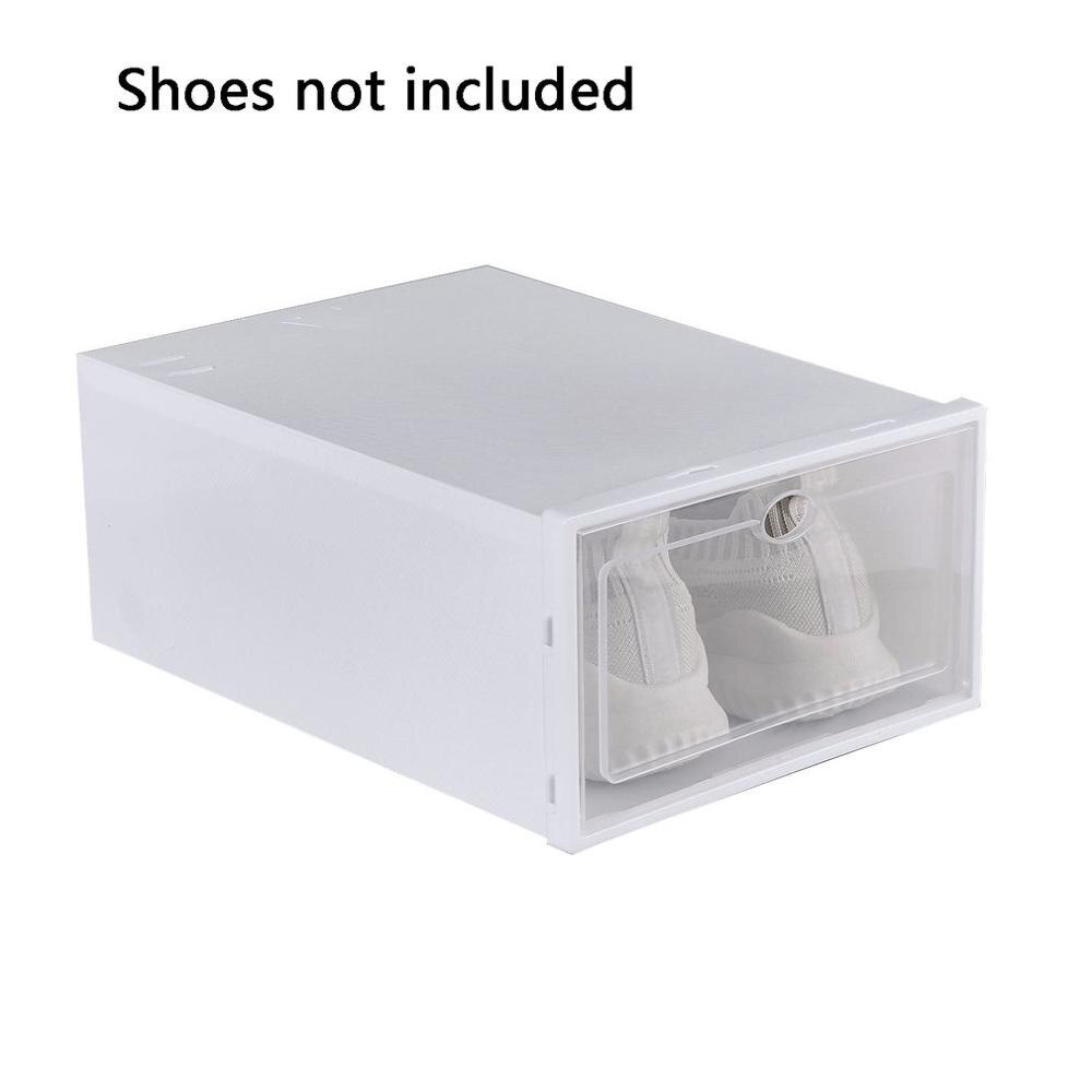 Caja organizadora de zapatos, caja de almacenamiento transparente a prueba de polvo, armario de zapatos superpuesto, organizador de zapatos con Concha, estante de zapatos de PVC: Color blanco