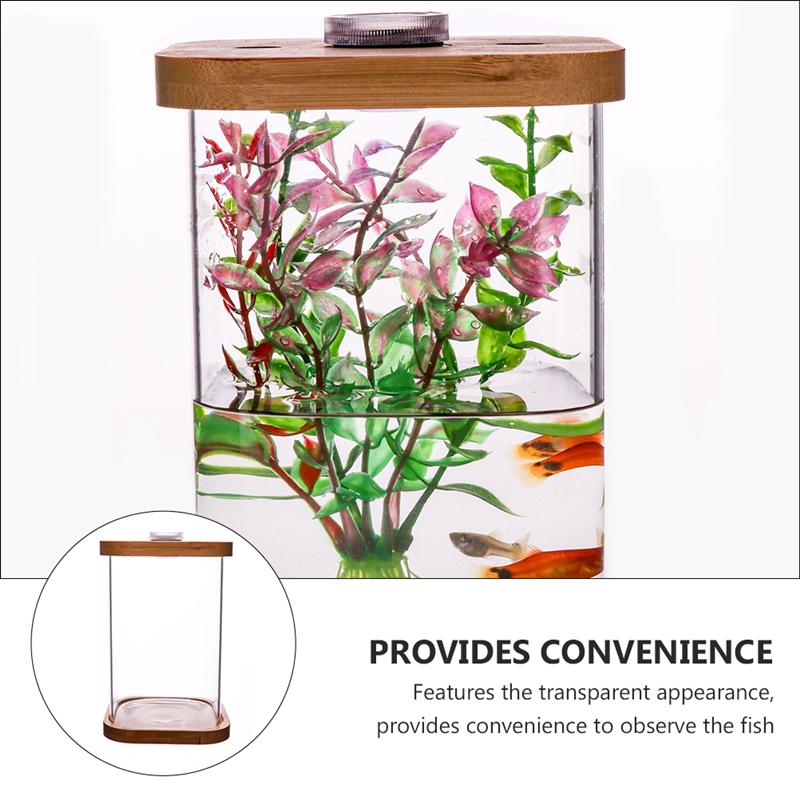 1pc Mini Fisch Panzer Platz Transparente Bambus Basis Mini Aquarium Kleine Fische Panzer