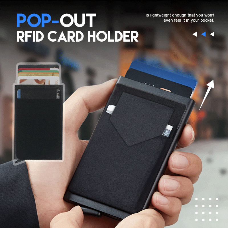 Slim Alumínio Pop-Out RFID Card Holder, Elastic Back Pouch, ID Credit Card Holder, Blocking Protect, Travel Wallet