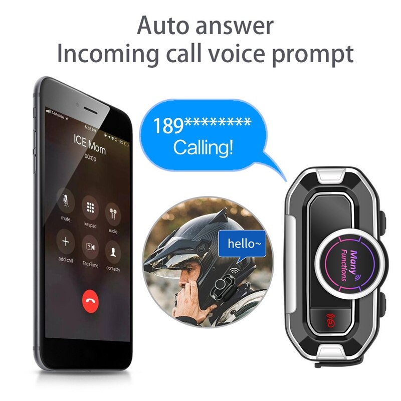 Bluetooth 5.0 Motorcycle Helmet Intercom Earphone Headphone FM Radio Automatically Answer Mic Locomotive Helmet Headset