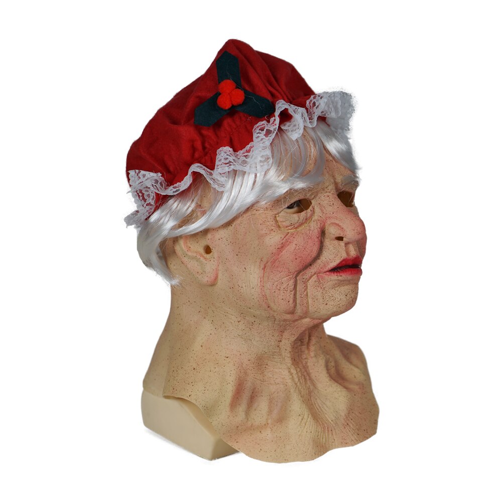 Eraspooky Realistic Skin Mrs Claus Santa Claus Cosplay Mask Christmas Grandma Full Face Latex Headgear Adult Year Outfit