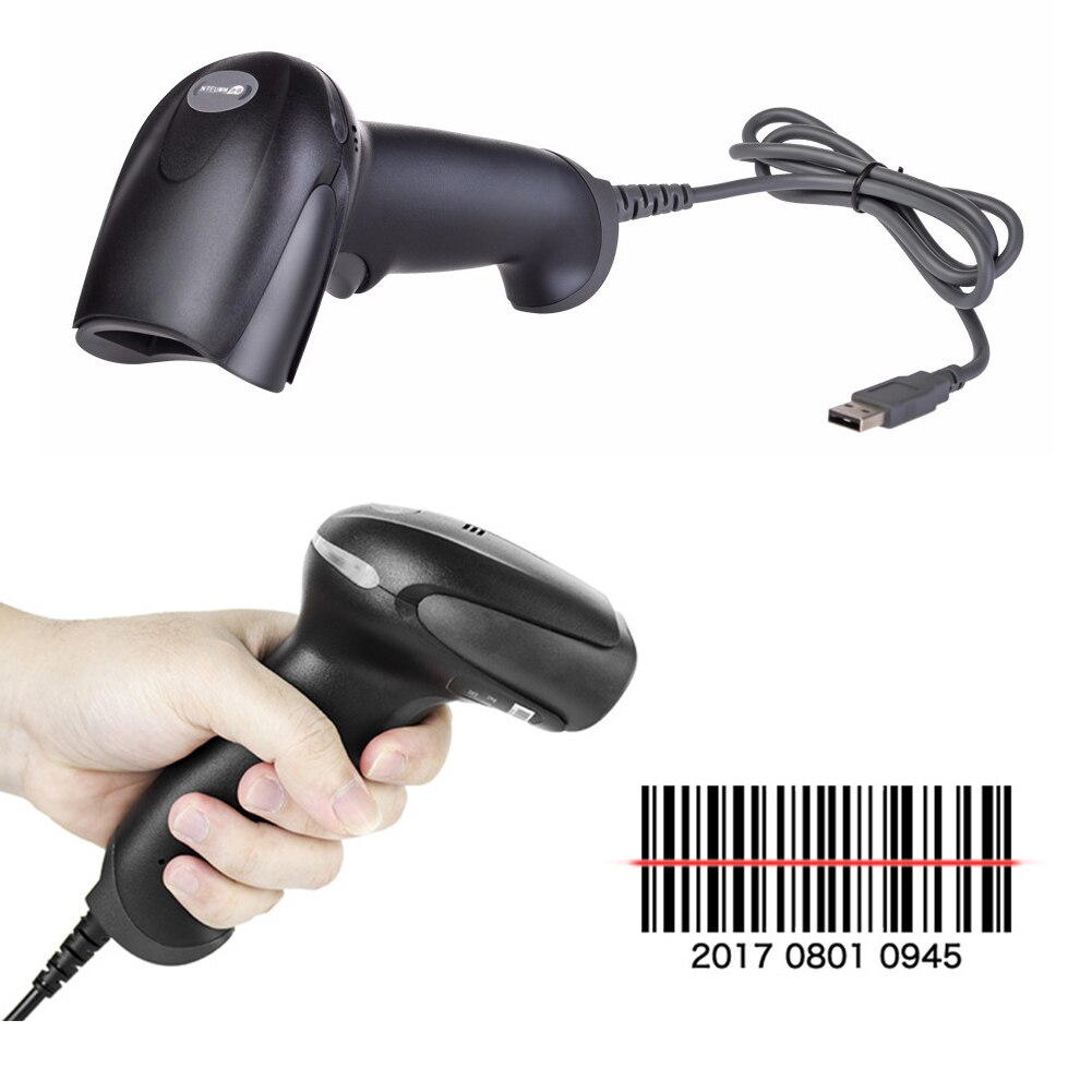 Elektronischer handscanner, rutschfest, für kassensysteme, tragbarer kabelgebundener barcode-leser, robust