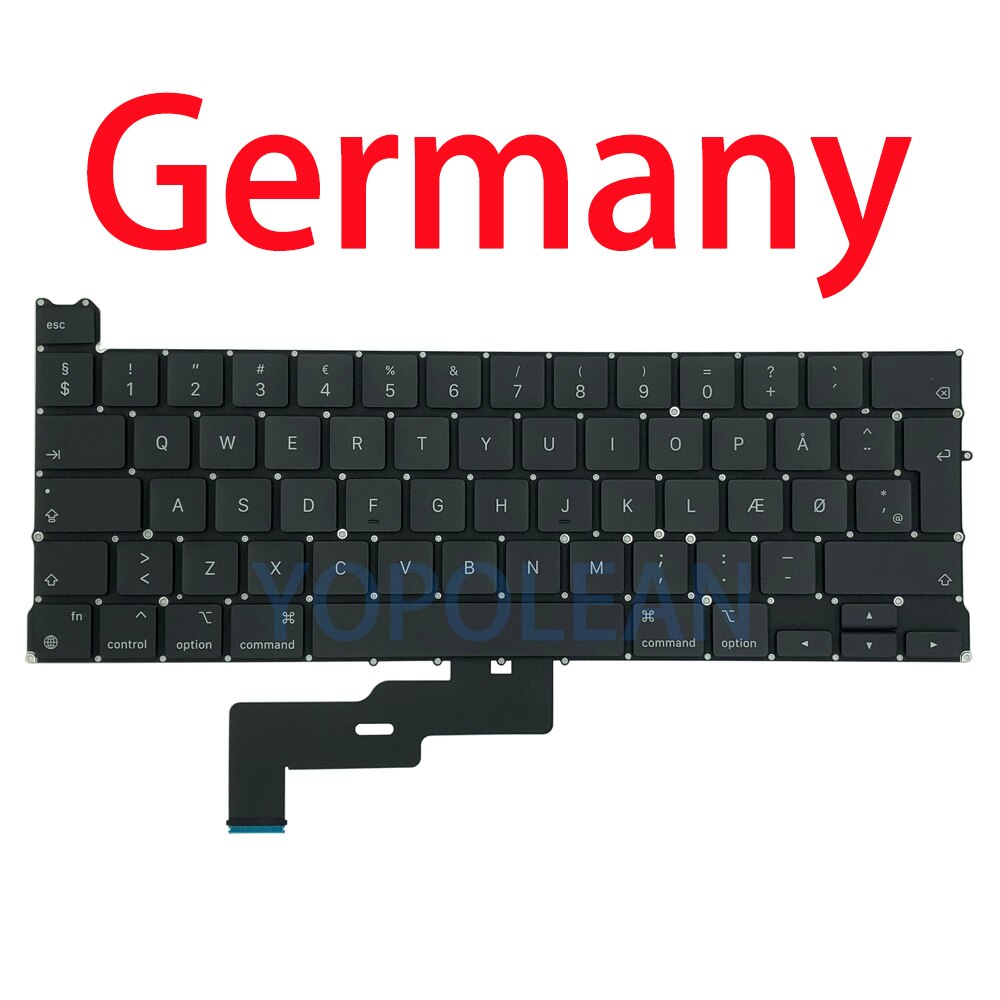 Nowa klawiatura A2338 dla Macbook Pro Retina 13 &quot;M1 A2338 wymiana klawiatury laptopa US UK ES FR RU DE PT układ 2020 rok: Germany