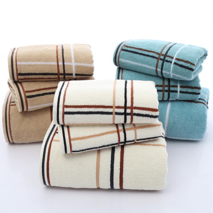 Katoenen Handdoek Badhanddoek Set Voor Volwassen Paar Eenvoudige En Comfortabele Vierkante Plaid Set Handdoek