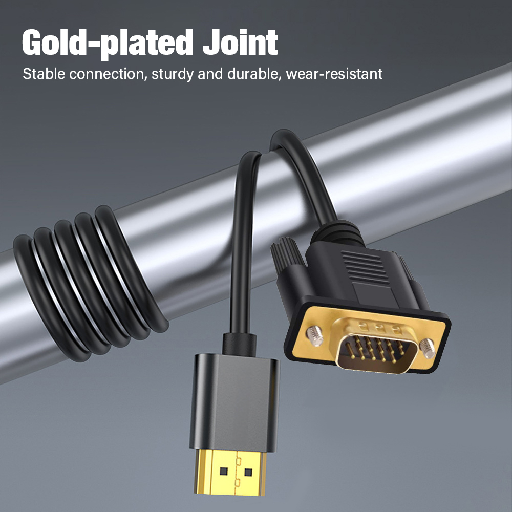 24k st guldpläterad hdmi till vga-adapter anslutningslinjekonverteringskabel 10m st fhd 1920*1080p st för stationär bärbar dator dator tv skärm projektor