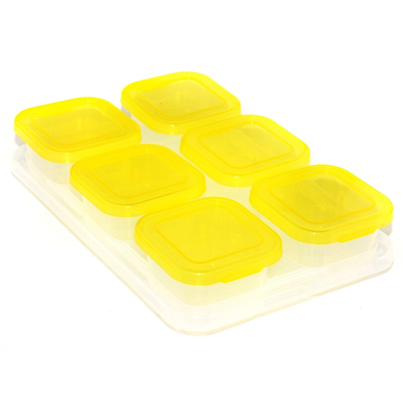 Small Grid Dessert Fruit Separate Storage Frozen Box Complementary Food Box Fresh-keeping Box Baby food supplement storage box: 07 Yellow 6