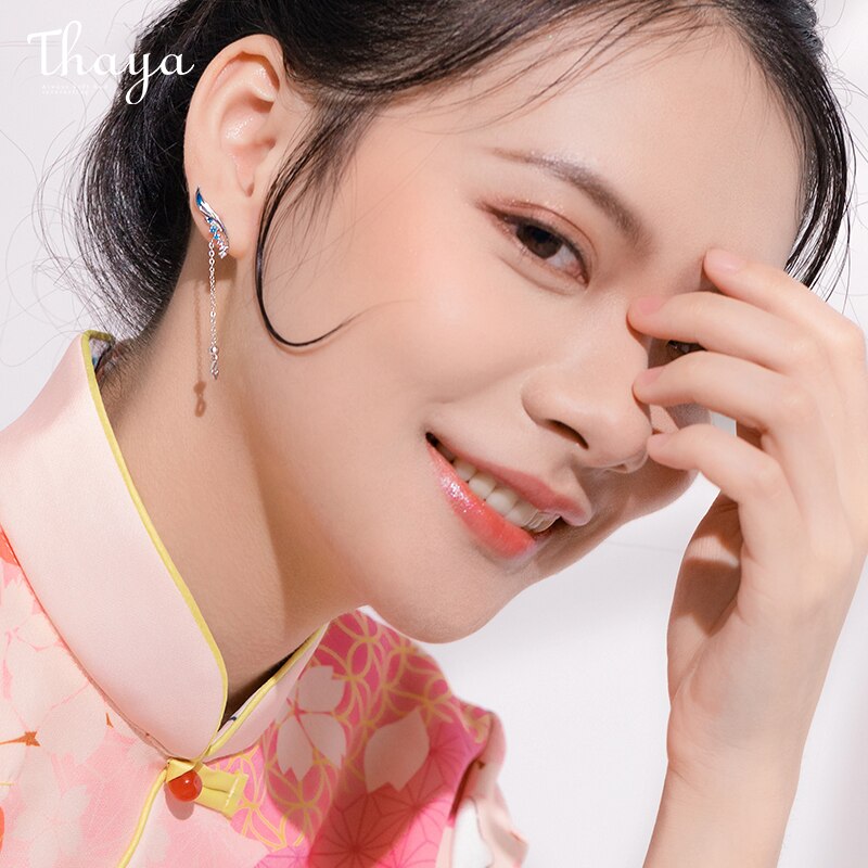 Thaya 100% S925 Sterling Silver Dangle Earring Light Purple Dangle For Women Earring Chinese series Fine Jewelry