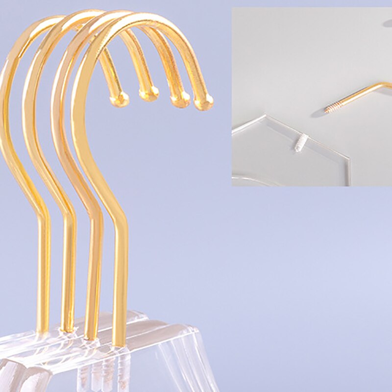 5 Stck Klar Acryl KleiderbüGel mit Gold Haken, transparent Hemden Kleid KleiderbüGel mit Kerben für Dame freundlicher L