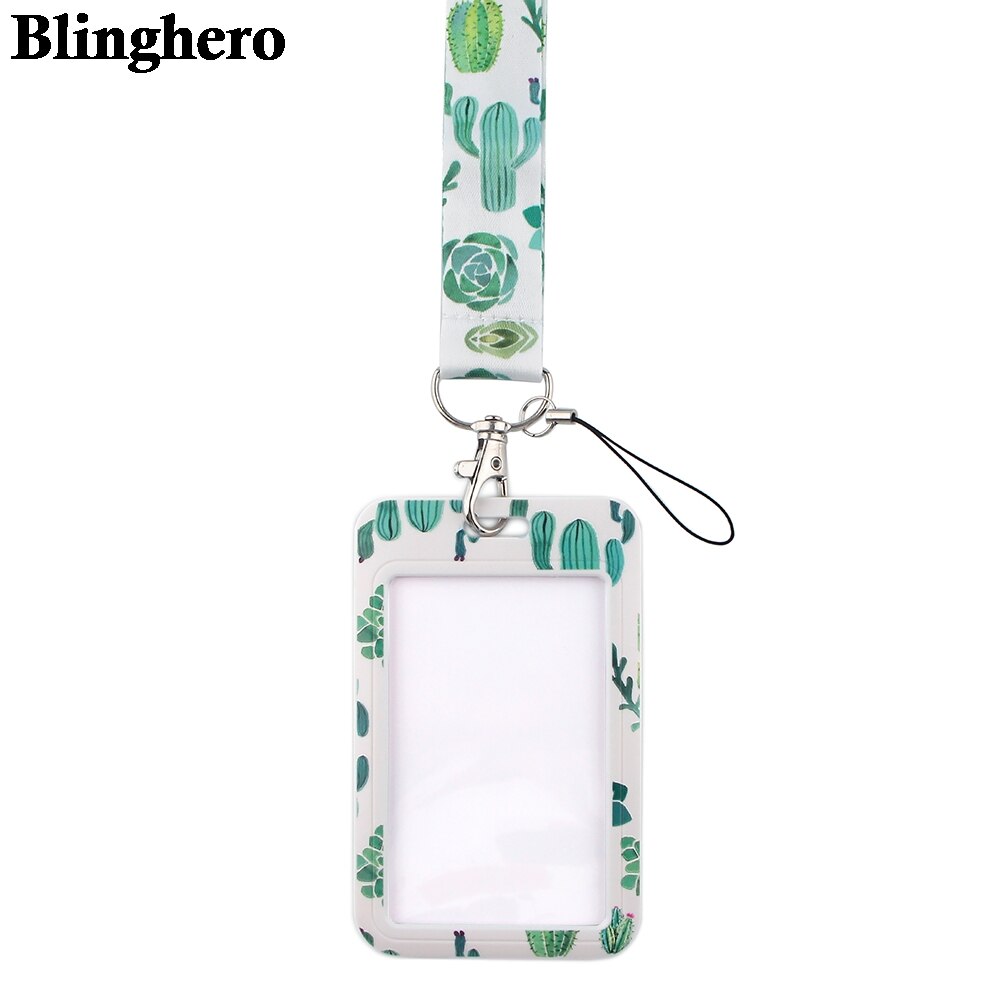 CB356 Plant Cactus Lanyard ID Badge Holder Car KeyChain ID Card Passport Gym Phone Badge Kids Key Ring Holder Jewelry