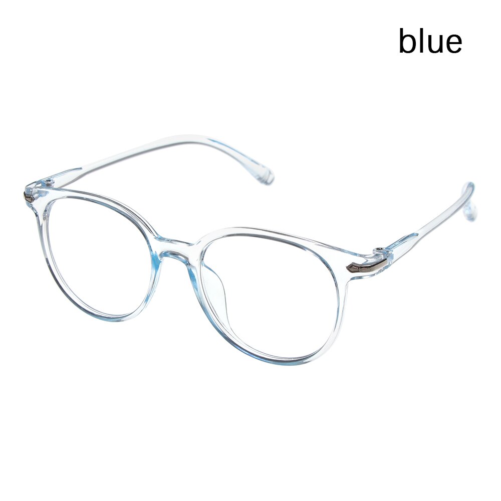 Computer Classic Transparent Round Glasses Anti Blue Glare Frame Clear Lens Myopia Glasses Vintage Eyeglasses Optical Spectacle: blue1