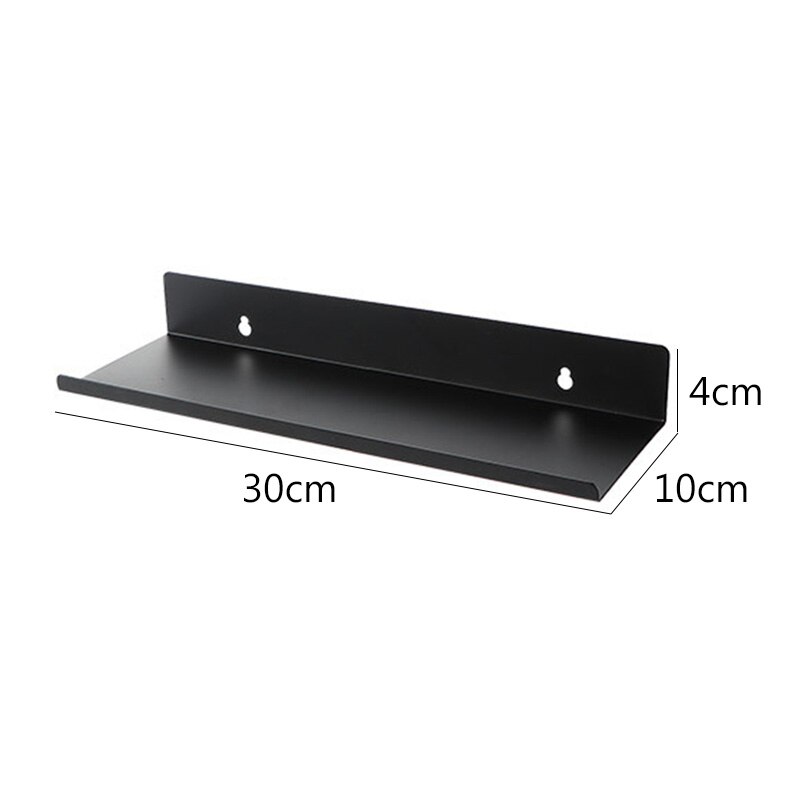 One-word Partition Shelf Nordic Modern Simple Home Decoration Living Room Bedroom Bathroom Wall Hanging Free Punch Display Stand: Black 30x10x4cm