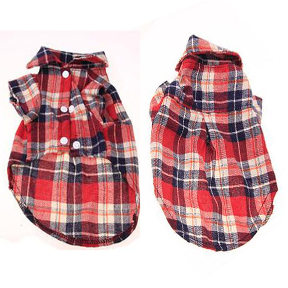 Plaid Dog Shirt Casual Puppy Clothing Short Sleeve T-shirt For Small Medium Dog Costume Pet Supplies