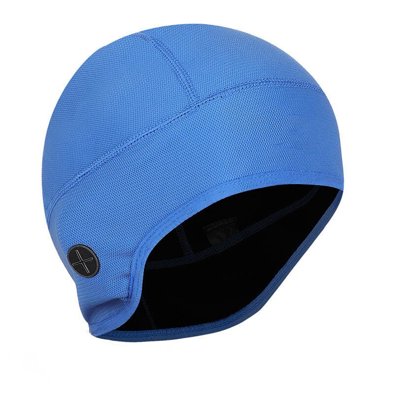 Gorro cortavientos para ciclismo y esquí, gorro de invierno ultraligero portátil para correr, senderismo, tapón altamente elástico para proteger los oídos con conector para auriculares: Azul