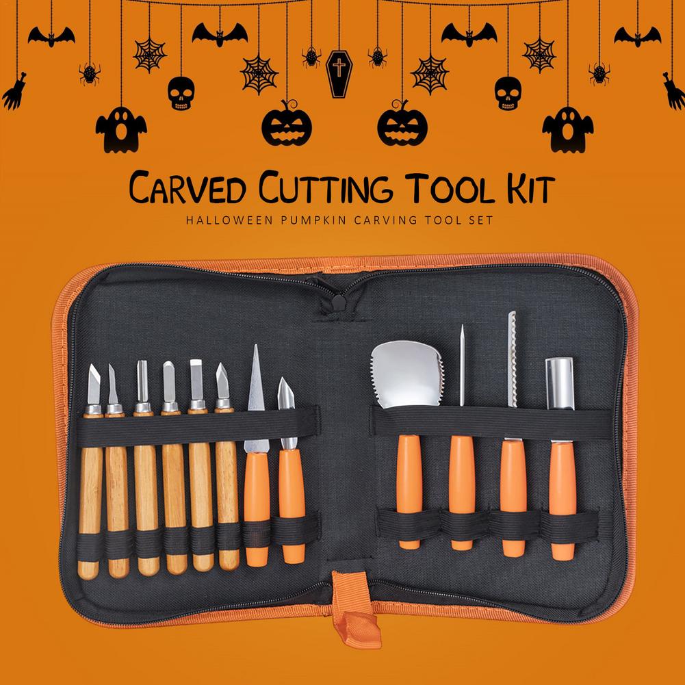 12 sztuk dynia narzędzie robić rzeźbienia s zestaw lampion z dyni na Halloween narzędzie robić rzeźbienia ze stali nierdzewnej grawerowanie dostaw narzędzia kuchenne