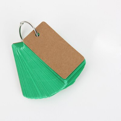 small 50 Unruled Blank Pages Notepad Word Cards, Binder Ring Easy Flip FlashCards alphabet cards for study: green
