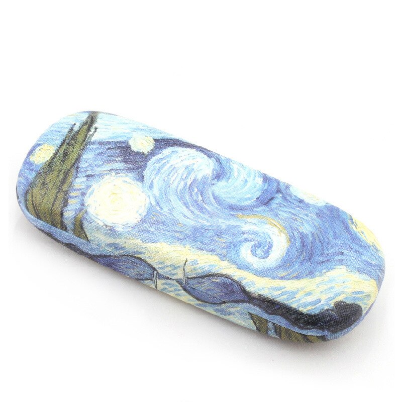 Funda de gafas de pintura al óleo para mujer funda de gafas de lectura de cuero duro para hombre Retro Unisex estampado Floral Protector de gafas: T8