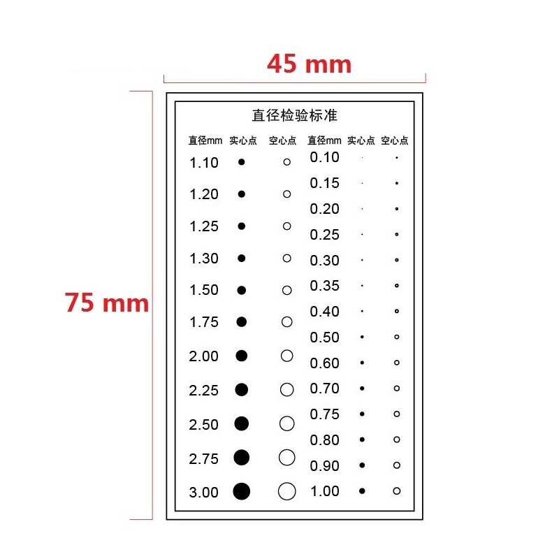 Diameter Inspection Standard Card Film Transparent PET Solid Point Hollow Dot Diameter 0.1mm to 3mm Surface Inspection