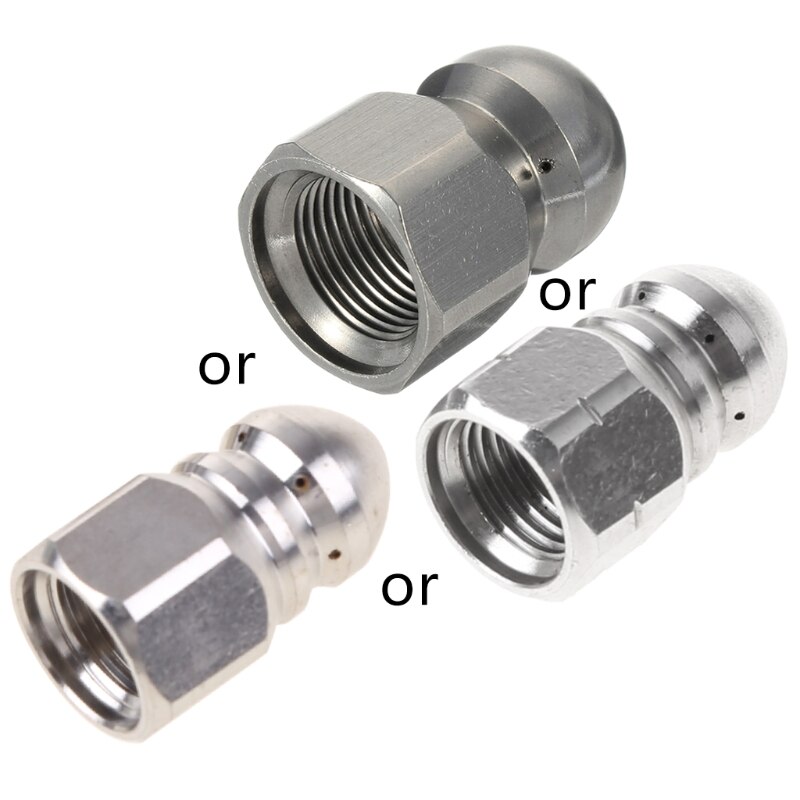 High Pressure Washer Stainless Steel Accessories G1 / 8 " G1 / 4 " G 3 / 8" Drain Sewer Cleaning Jetter Rotary Nozzle
