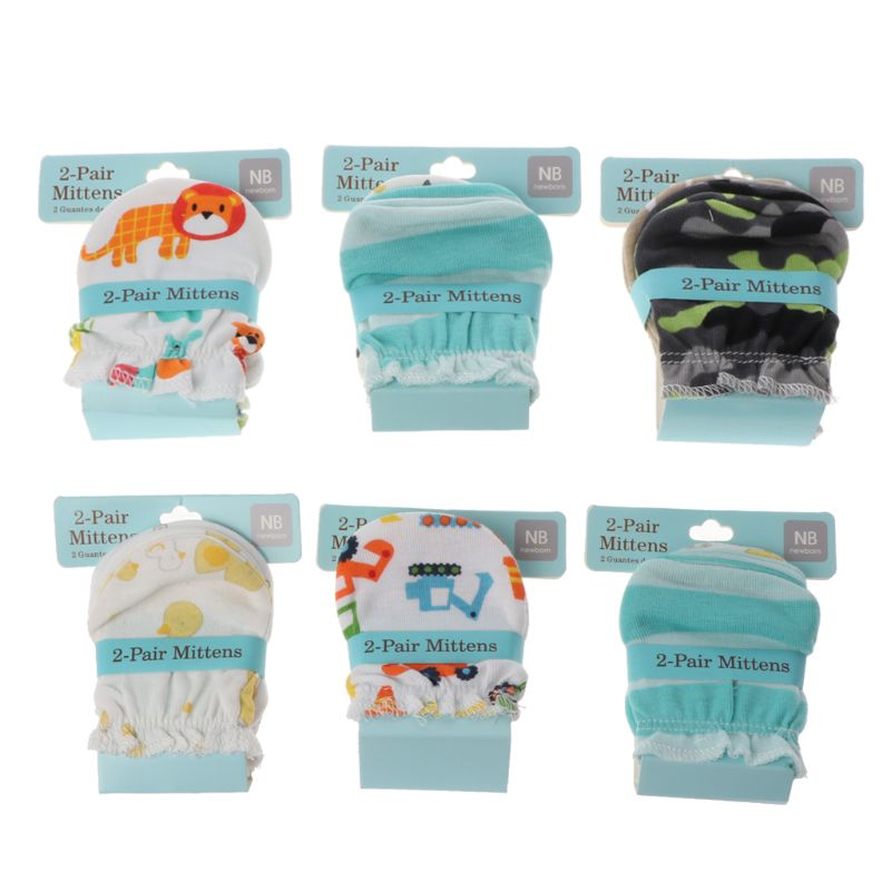 2Pairs Baby Anti Scratching Gloves Newborn Protection Face Cotton Scratch Mittens L4MC