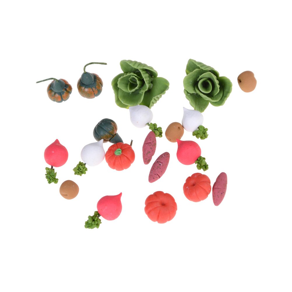Eetkamer Fruit Groenten Bamboe Mand Voedsel Poppen Miniatuur Voedsel Speelgoed Kok Huis Miniatuur Accessoires: 20PCS vegetables