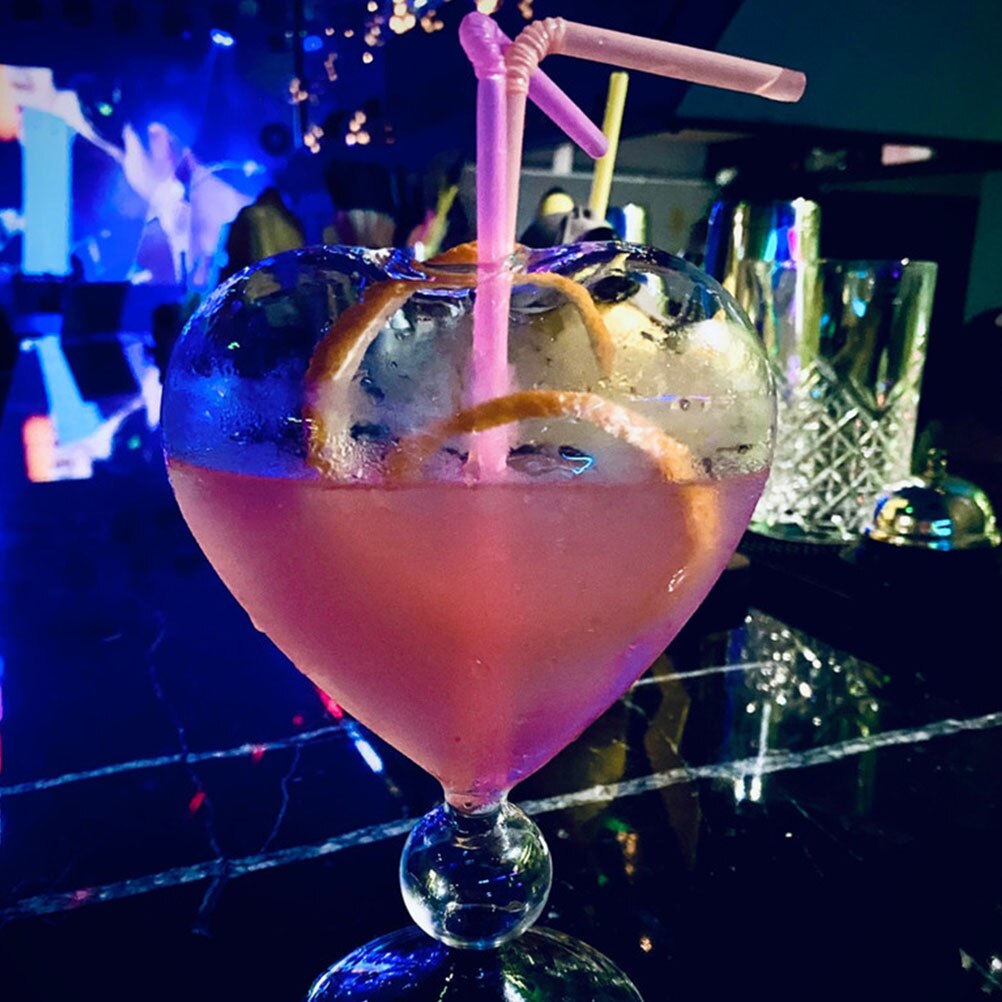 1PC Love Heart Cocktail Cup Heart-Shaped Glass Wine Cup Love Cocktail Glass Heart Shaped Glass Wine Glass Goblet