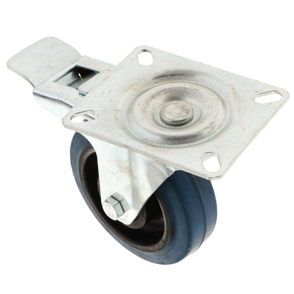 4 Inch Low Profile Casters Wheels Soft Rubber Swivel Caster No Noise with 360 Degree Top Plate & Brake