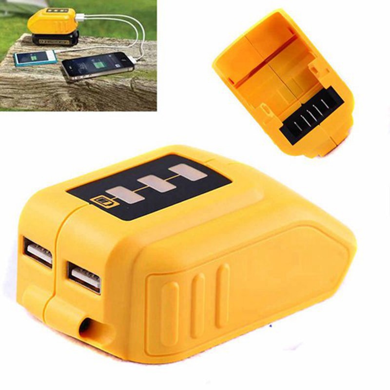 Usb konverter oplader til dewalt 14.4v 18v 20v li-ion batteri konverter dcb 090 usb enhed oplader adapter strømforsyning: Default Title