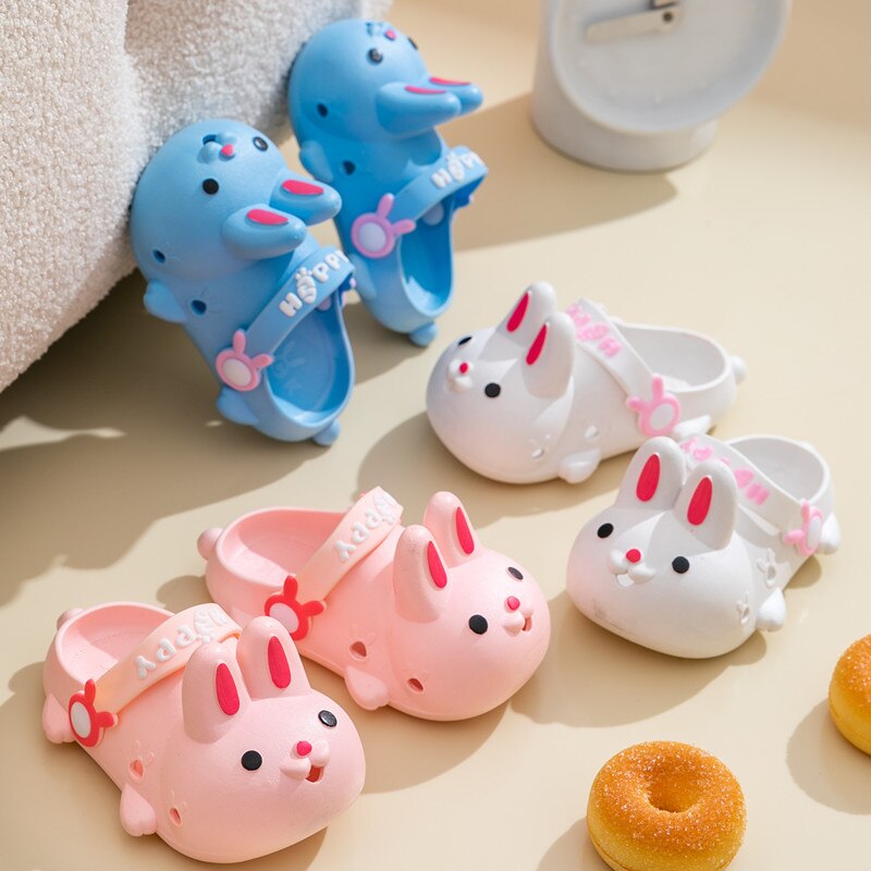 dzieci kapcie 2022 Słodki 3D króliki lato solidny różowy dziewczyny plaża sandały Dzieci moda fajny woda buty dla chłopcy jedyny w swoim rodzaju płaski