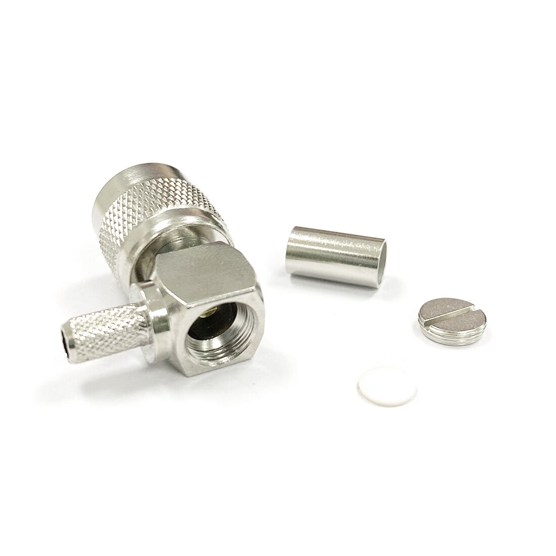 TNC Male Plug RF Coax Connector Crimp for RG58 RG142 LMR195 Cable Right Angle Nickel
