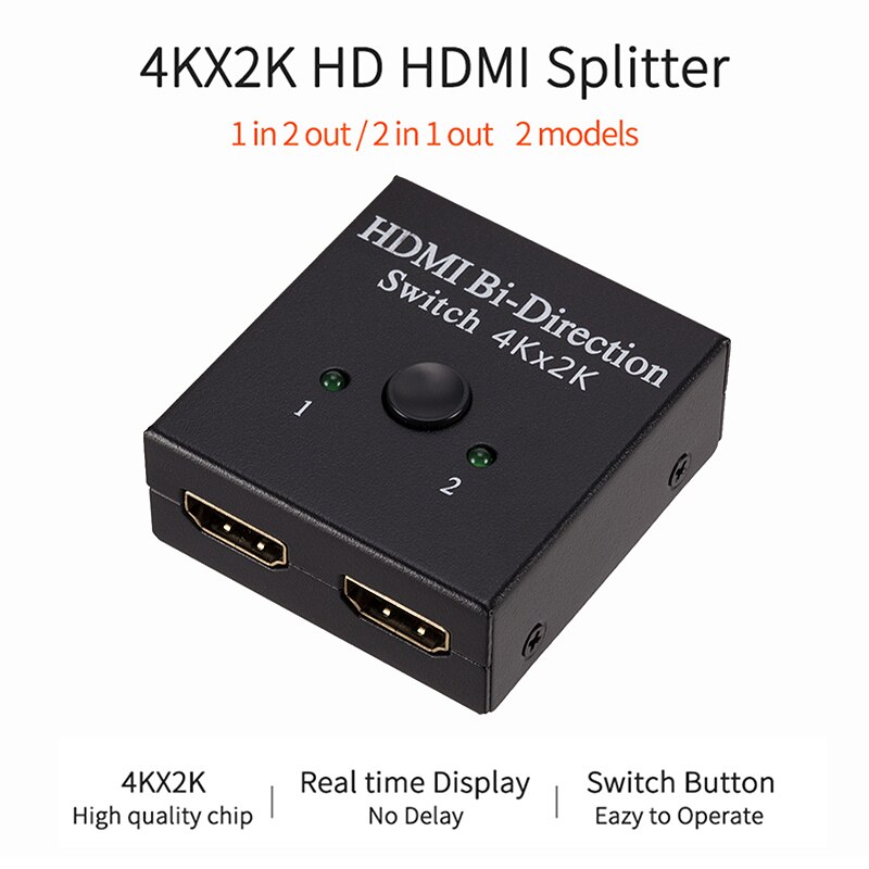 4K Hdmi Switch Hdmi Bi-Directionele 1X2 / 2X1 Ab Switcher Splitter Voor PS4 Pro/4 Tv box Hdmi Splitter Fire Tv Stick