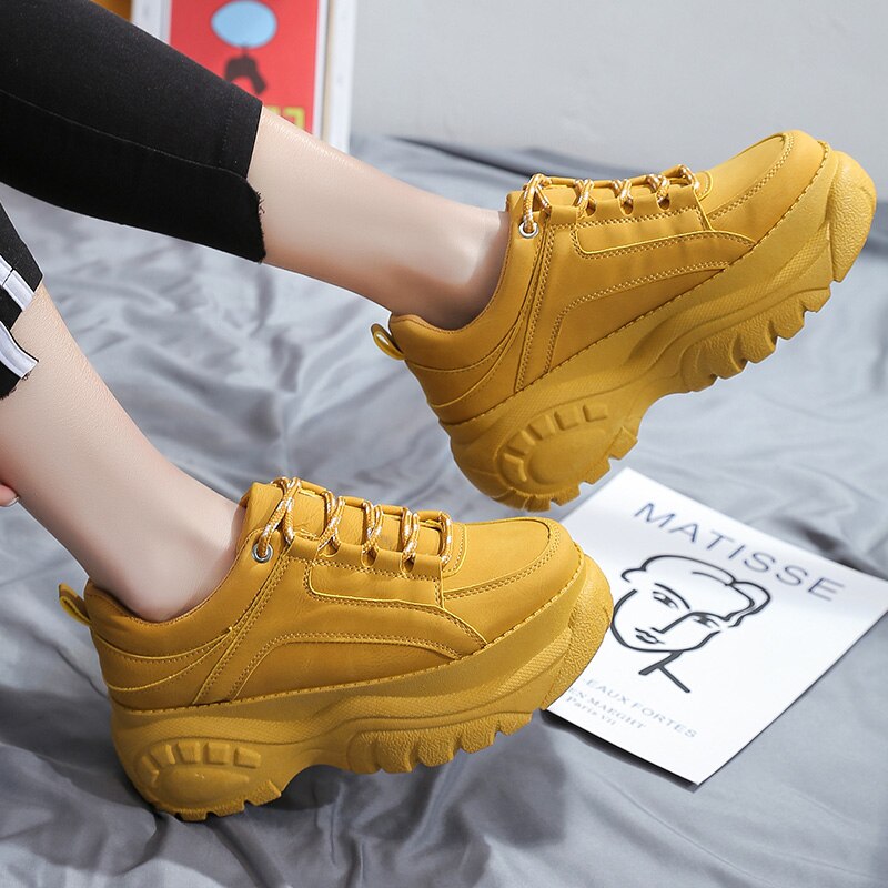 Efterårs platform buffalo sko kvinder afslappede sneakers rund tå flade zapatillas mujer  st456 st463
