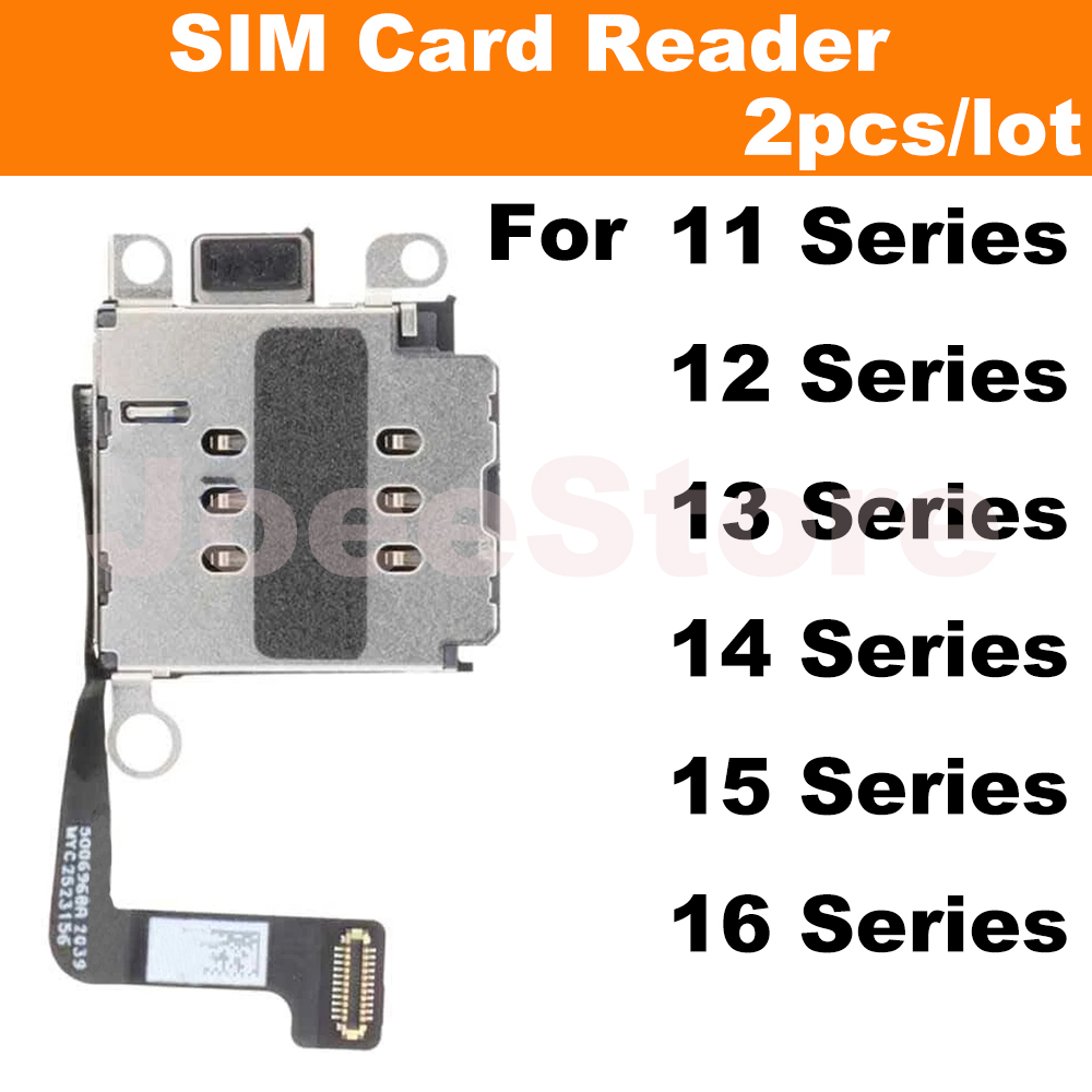 2 stuks simkaartlezer voor iphone 11 12 13 14 15 16 pro max, inclusief dual sim-kaartsleuf, interne simkaartadapter en flexkabel (vervangingsonderdelen).