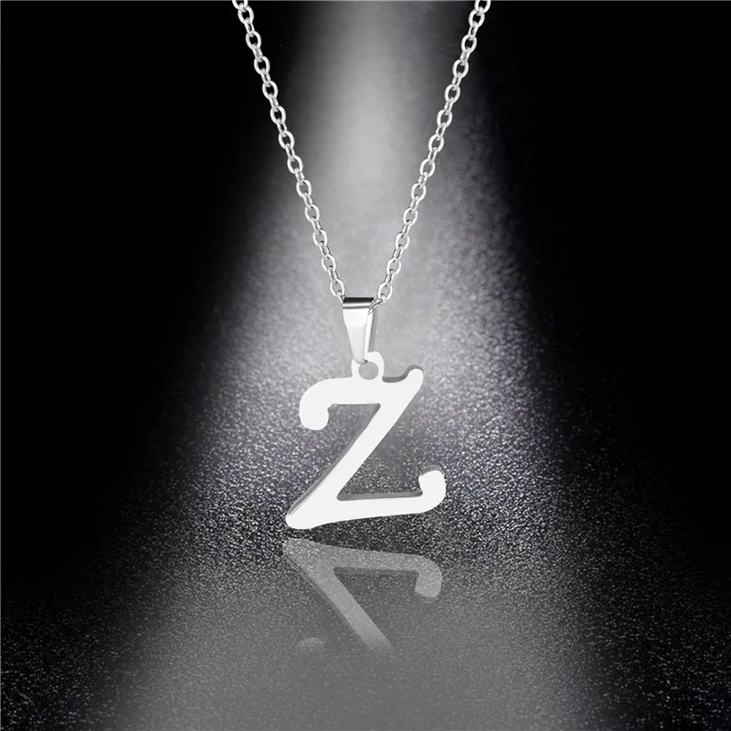 Silber Farbe 26 Briefe Schmuck Englisch Alphabe Halsketten für Frauen Halsband A B C D E F G H I J K L M N O P Q R S T U V W X Y Z