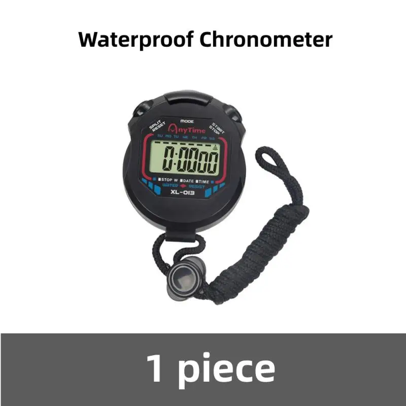 Waterproof Chronometer Handheld Pocket Stopwatch Digital Sport Stopwatch LCD Timer Stop Watch Timer: black