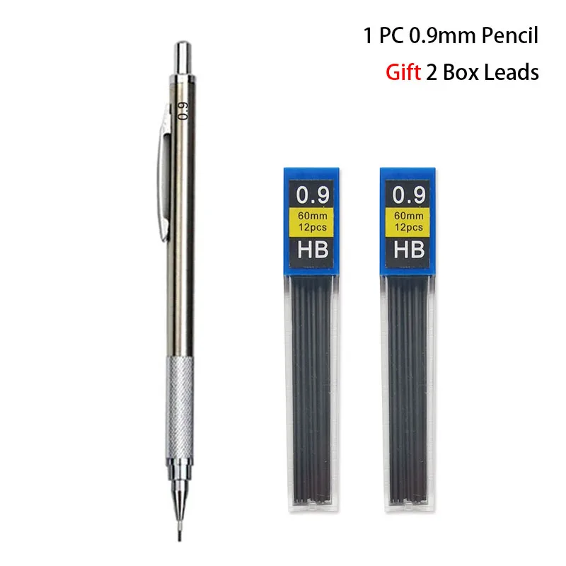 Portaminas de Metal de 0,3/0,5/0,7/0,9/1,3/2,0mm, juego de lápices HB automáticos de dibujo con cables, suministros de arte para escritura escolar y de oficina: Borgoña