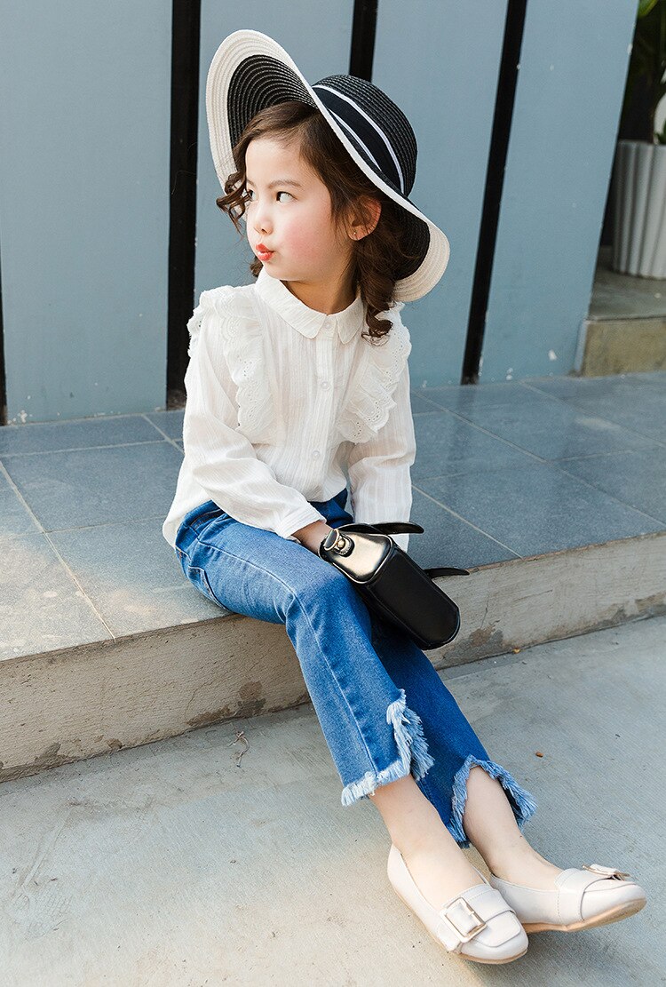 Mellomstore og små barn slim jeans jenter jeans sommer yttertøy barn dusk flared bukser barn jeans