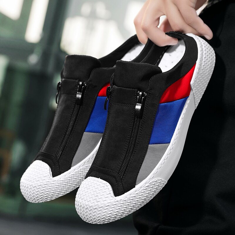 Men Colorful Canvas Shoes Outdoor Breathable Light High Footwear Cloth Casual Sneakers Half slippers