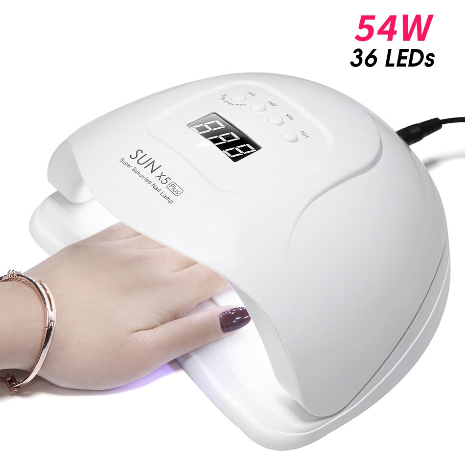 Rohwxy Zon 5X Plus Led Uv Lamp Voor Nagels Droger 54W/48W/36W Ijs Lamp voor Manicure Gel Nail Lamp Lamp Voor Gel Vernis Manicure: 54W X5 Plus(White) / EU