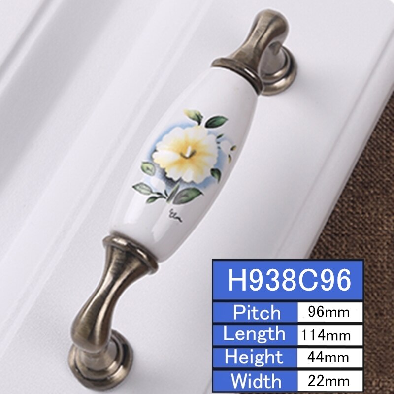 2 Stuks Antieke Keramische Knoppen Kabinet Schuifladegrepen Knoppen Kast Deurklink Europese Meubelbeslag: H938C96