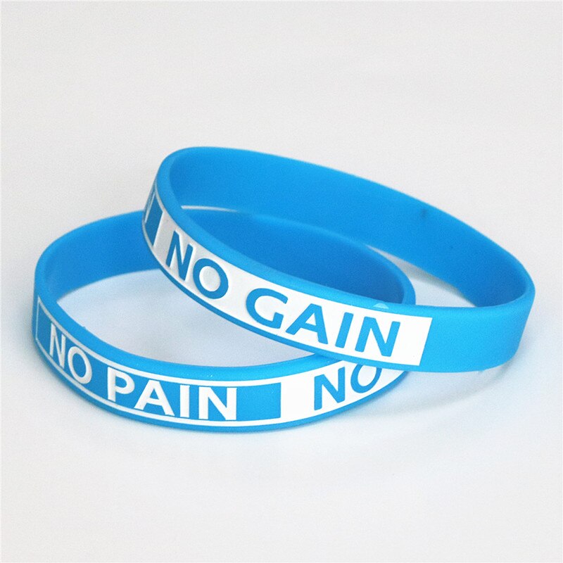 LUKENI 1PC Silikon Armbinde Nein Schmerzen Nein gewinnen Motivation Silikon Armbinde Erwachsene Größe 3 Farben SH082: Blau